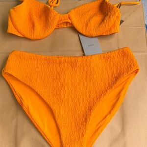 Kith Bright Orange Textured Two-Piece Bikini